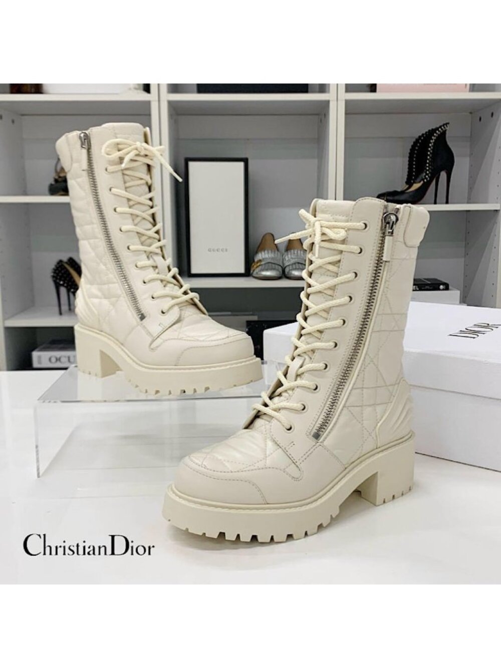 Dior D-leader Leather Cannage Short Boots